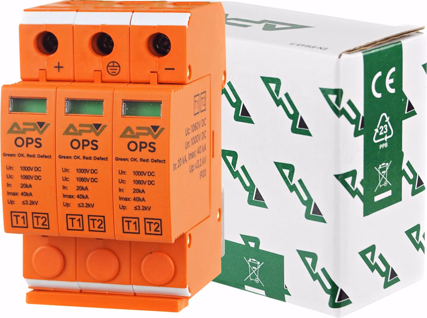 Dispositivo di protezione contro le sovratensioni, protezione contro i fulmini, per impianti fotovoltaici, 1000V DC, 3 poli, T1+T2, combinatore di protezione di tipo I+II (B+C)