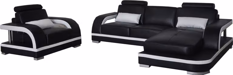Sofa Eckcouch Polster Wohnzimmer Ecksofa L-Form Wohnlandschaft USB + LED + Sessel