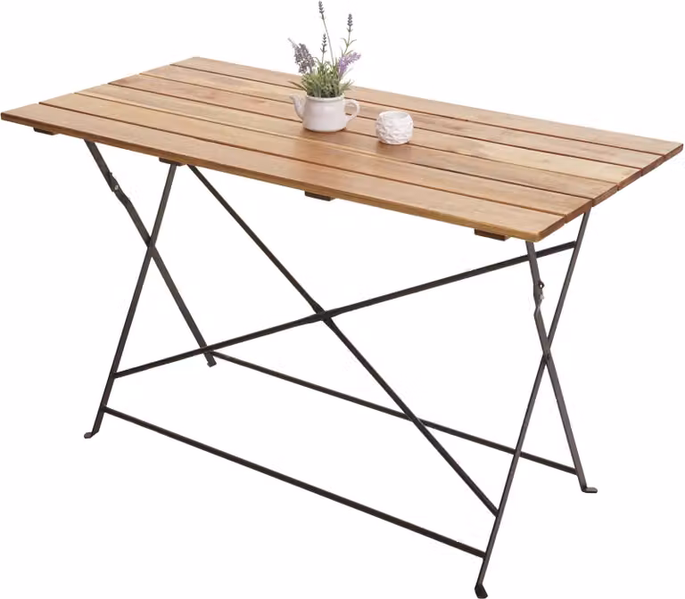 Tavolo da giardino per birra HWC-J40, tavolo da giardino pieghevole, qualità catering acacia certificata MVG 120x60cm ~ colore naturale