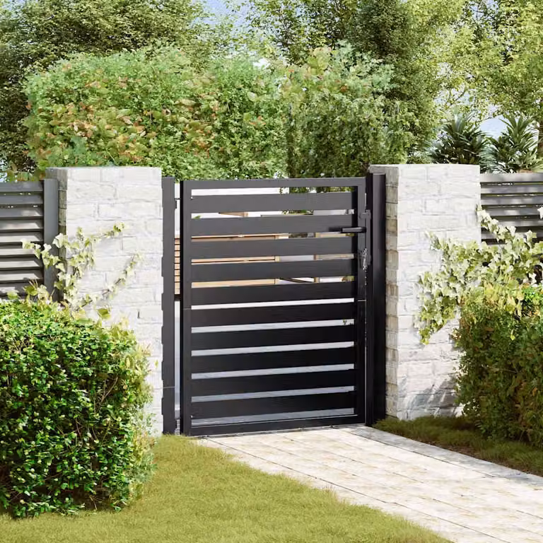 Cancello da giardino con serratura vidaXL in alluminio nero L: 100 cm, H: 100 cm