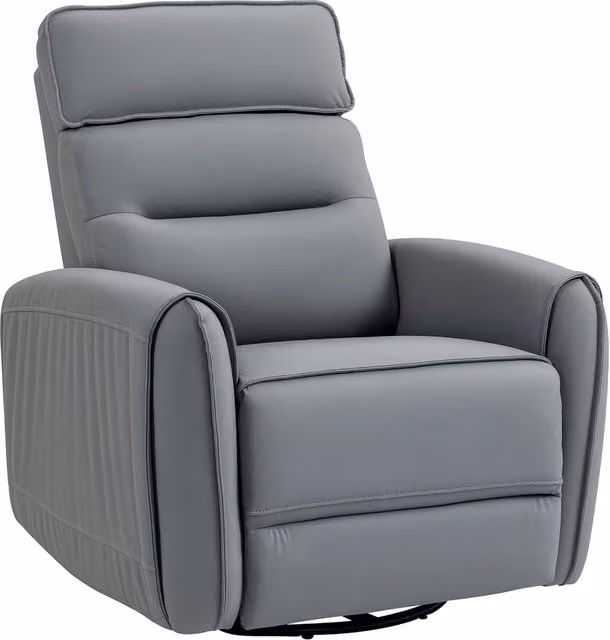 Poltrona Reclinabile Massaggiante con Poggiapiedi e Base Girevole in Tessuto ¨C Minimal ¨C Grigio