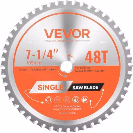 Lama circolare VEVOR per troncatrice da 185 mm con 48 denti in colore argento per taglio di legno, metallo, alluminio e acciaio