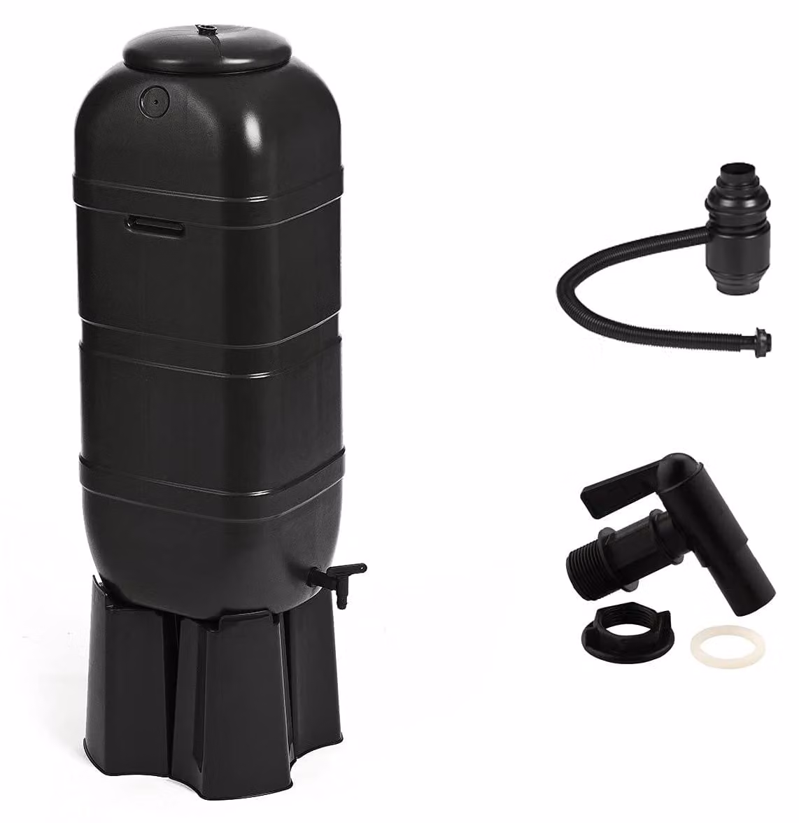 Botte per acqua piovana - Serbatoio per la raccolta dell'acqua piovana - 100 litri - Con supporto e sistema di riempimento - Plastica