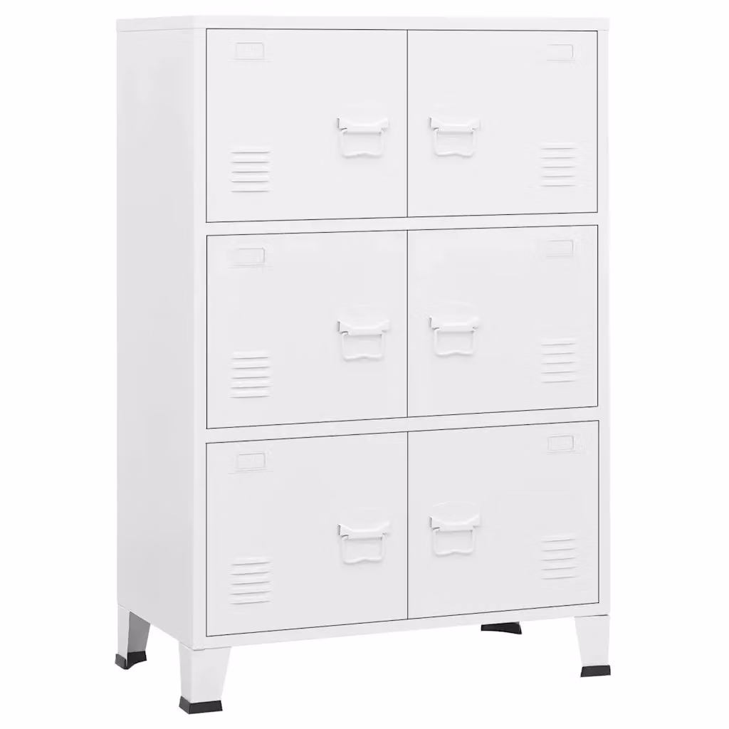 Armadio Classificatore Industriale vidaXL in Metallo Bianco con Ante a Battente e Ripiani Interni L: 75 cm, P: 40 cm, H: 115 cm – 2