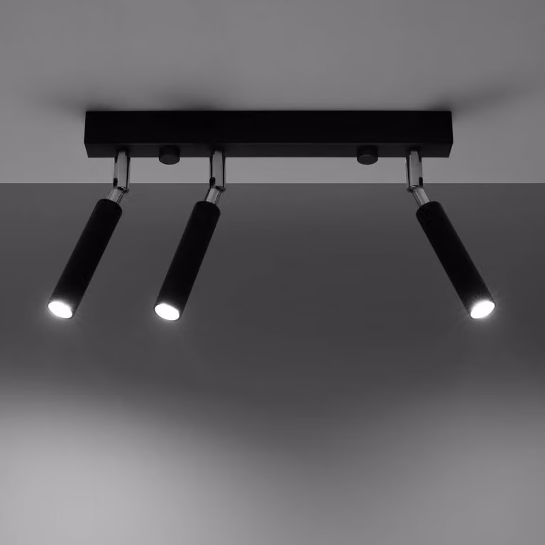 Faretto da soffitto Nicanor, nero/cromo, 35 cm, a 3 luci. Nicanor SOLLUX LIGHTING, dimmerabile, Nero, Soggiorno / Sala da pranzo, Metallo, Faretto