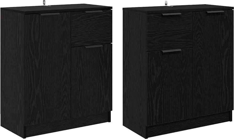 Sideboards 2 pcs Rovere Nero 60 x 30 x 70 cm Legno multistrato