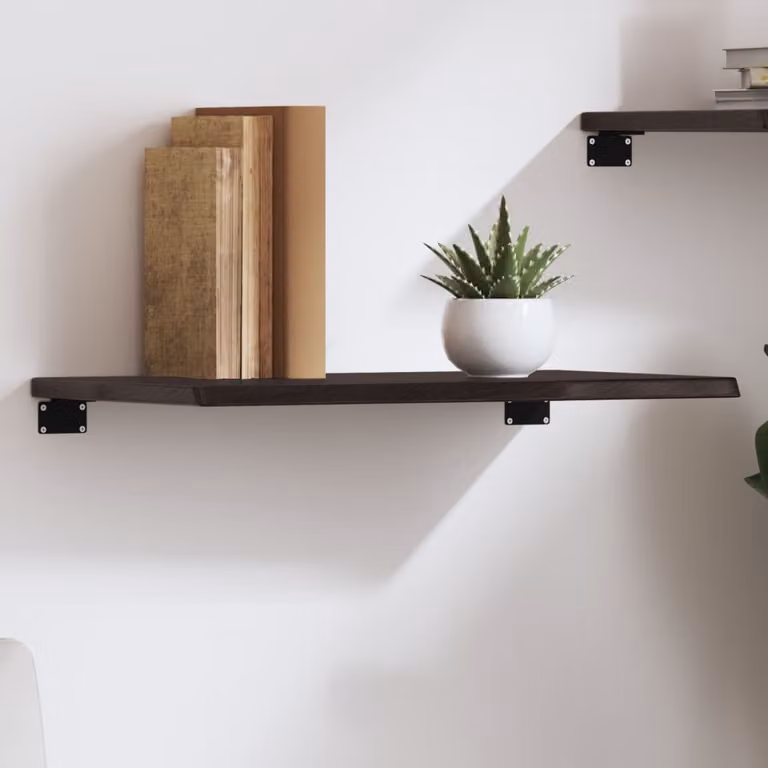 Ripiano da muro vidaXL in rovere massello marrone scuro L: 60 cm, P: 30 cm, H: 2 cm