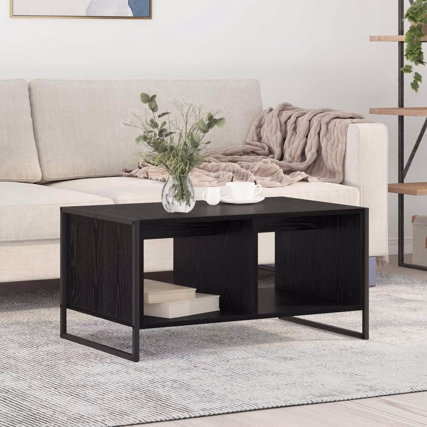 Maison Exclusive - Tavolino nero effetto rovere 80 x 50 x 40 cm Materiale ligneo