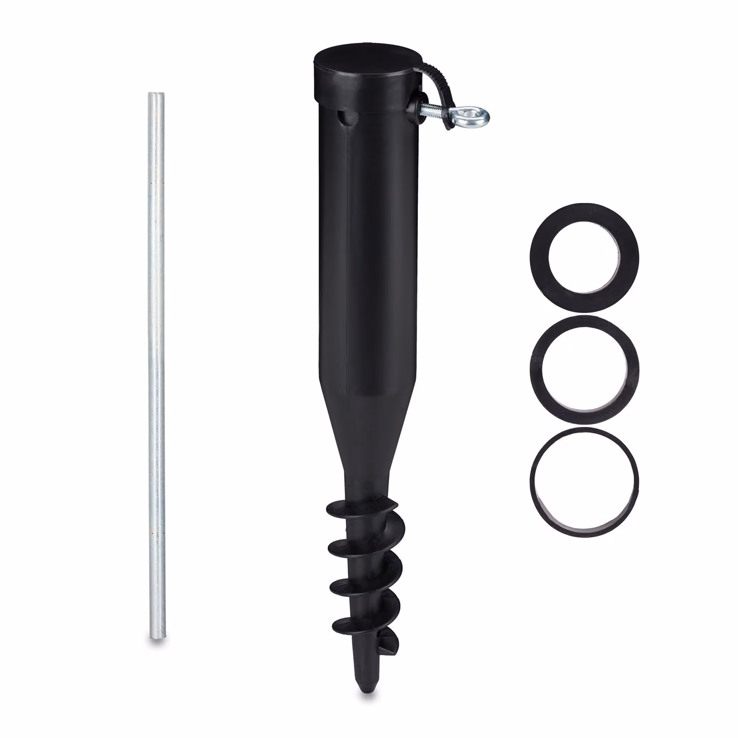 2 x base per ombrellone, tasselli da avvitare, adattatore 40-52 mm, plastica, punta per ombrellone, nero