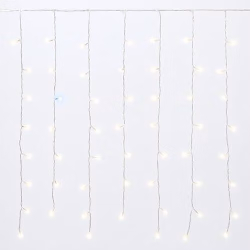 Tenda luminosa con 216 LED, lunghezza 5 metri, colore bianco, grado di protezione IP65, espandibile, effetto lampeggiante
