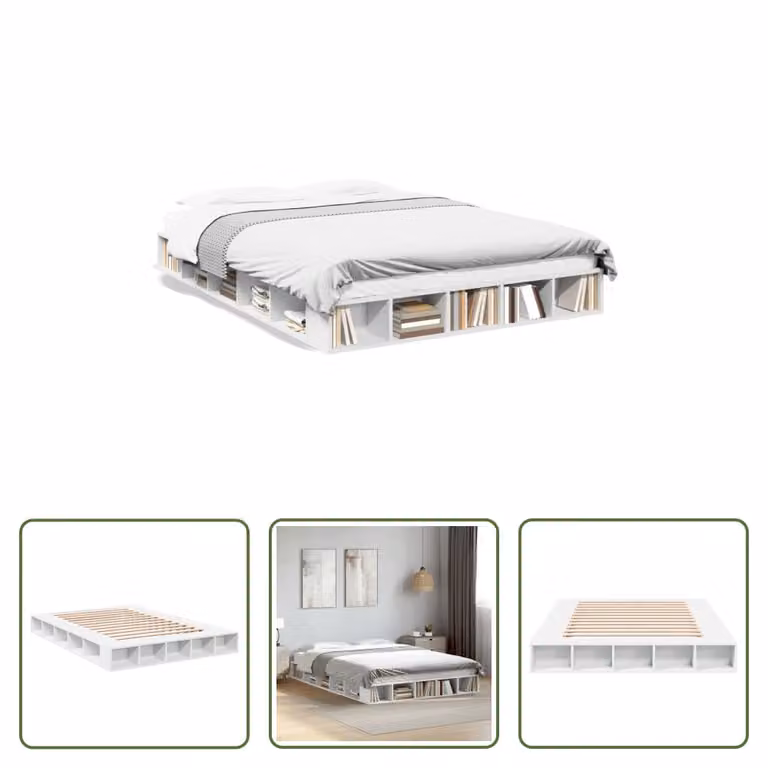 The Living Store Struttura letto bianca 140x200 cm in materiale ligneo