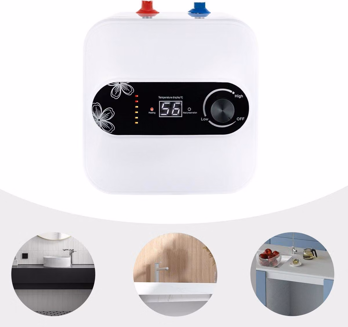 Scaldabagno elettrico da 8 litri, 1500 W, in plastica e acciaio inossidabile, per cucina e bagno