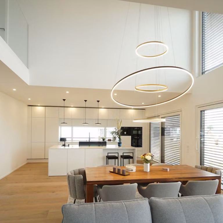 s.luce Ring 150 LED luce a sospensione diretta o indiretta 5m oro tondo