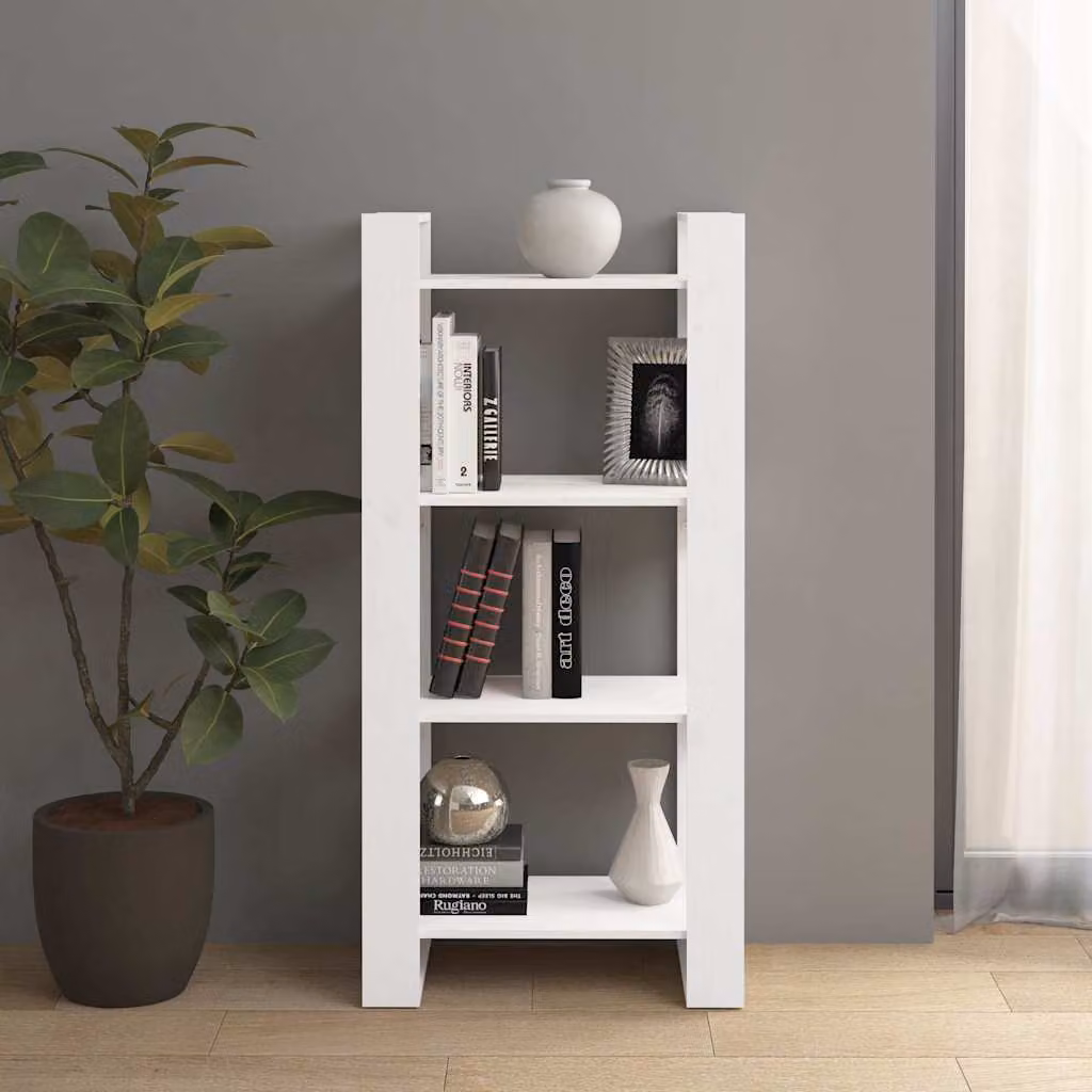 Libreria divisorio vidaXL in legno di pino bianco stile rustico L 60 cm x P 35 cm x H 125 cm