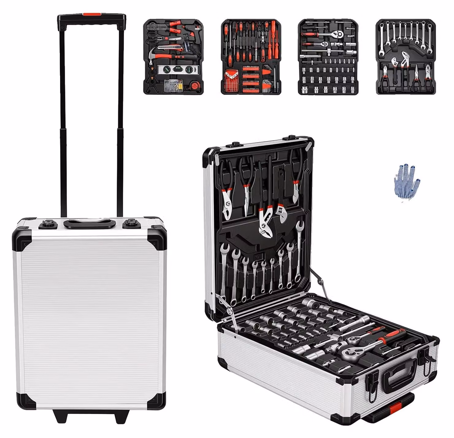 Set di utensili, 799 pezzi, custodia portatile con ruote, 799 pezzi