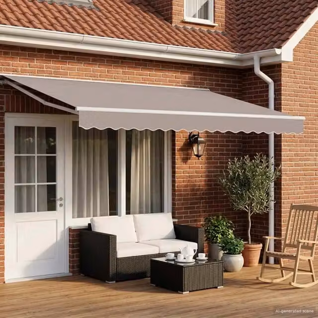 Cornice per Tenda Manuale con LED-Telaio per tendalino manuale Bianco 4 x 2 m Alluminio