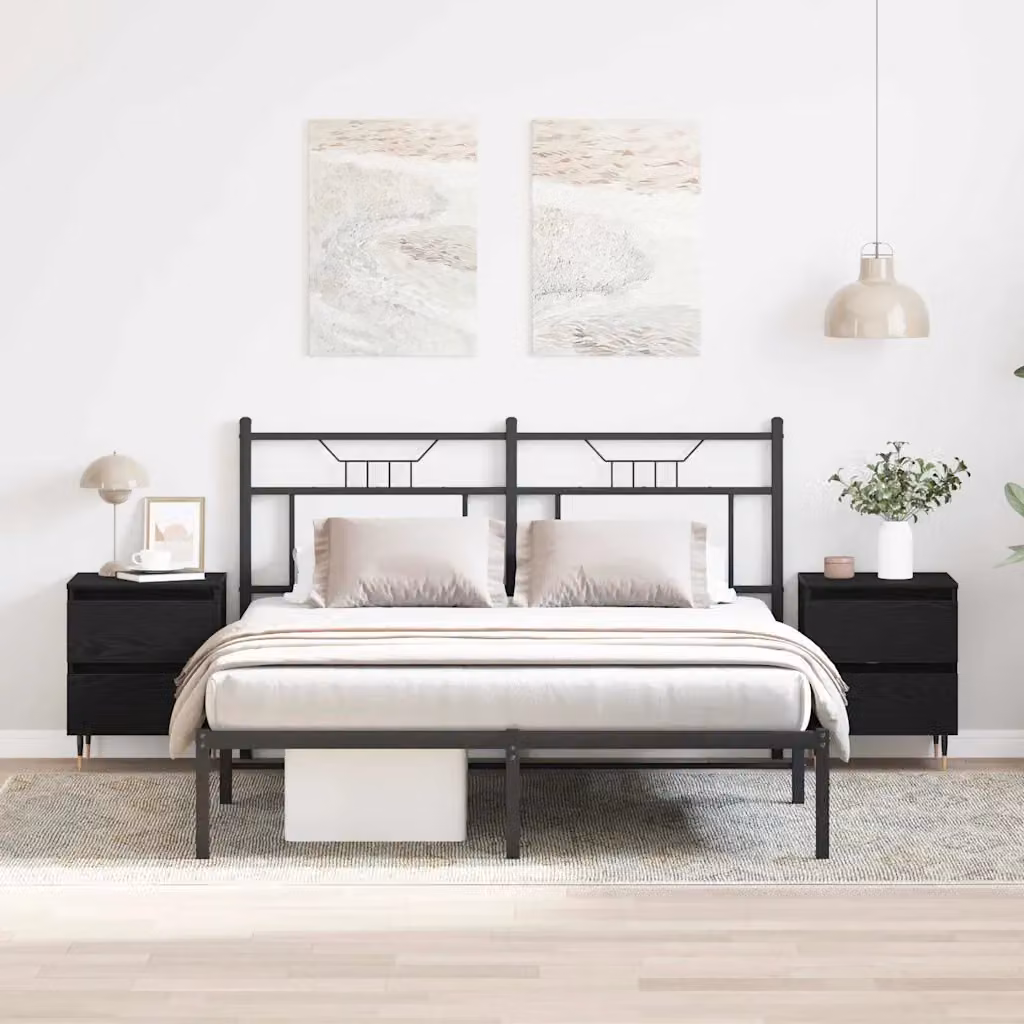 Set di 2 Armadi da Notte Moderni vidaXL in Nero Opaco L: 40 cm, P: 35 cm, H: 50 cm