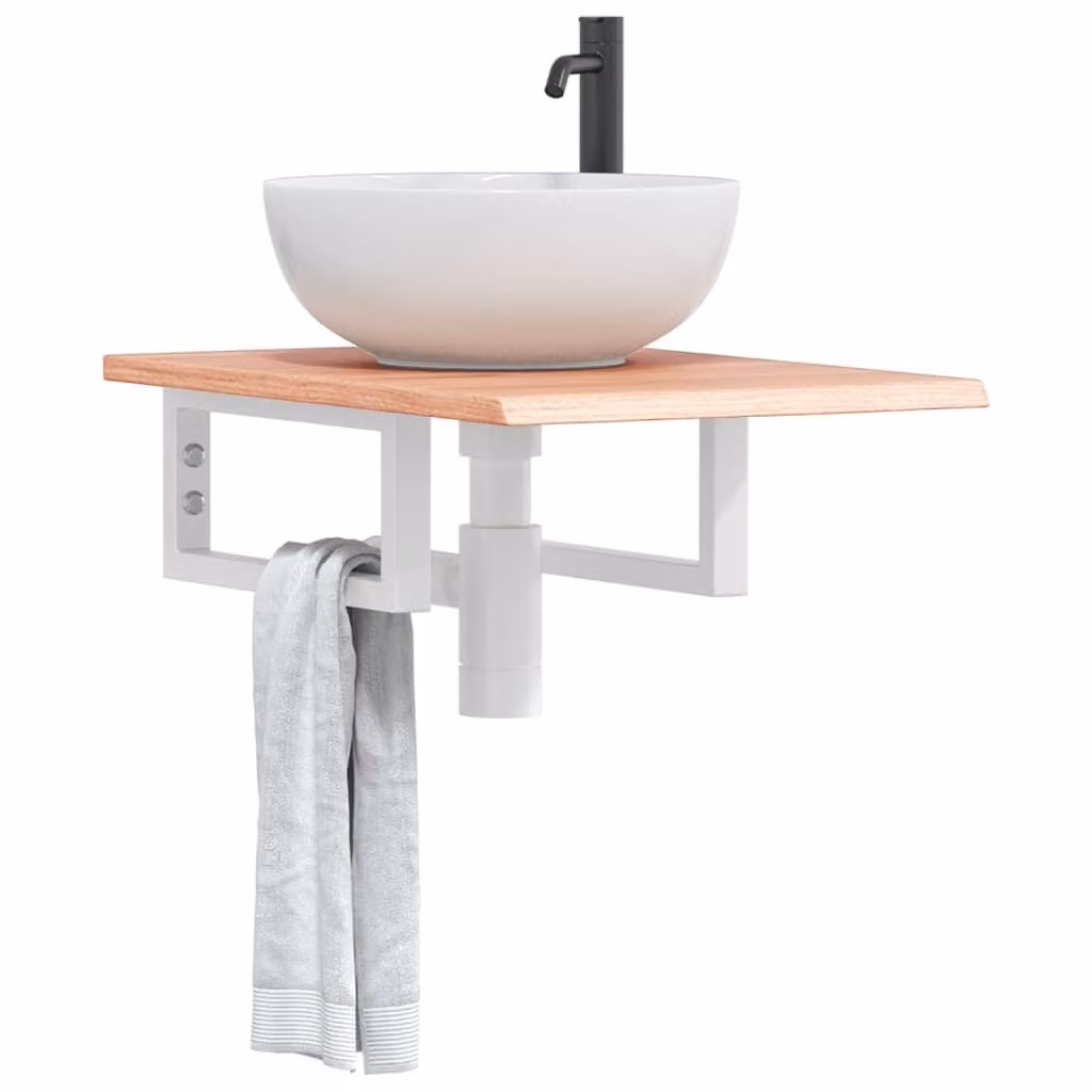 vidaXL Ripiano a Parete per Lavabo Moderno in Rovere e Metallo, Bianco e Marrone