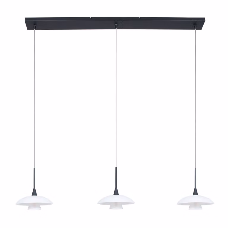 Lampada a sospensione - nero - Tallerken - vetro metallo - grande lampada da tavolo da pranzo - G9 - 2654ZW - Steinhauer