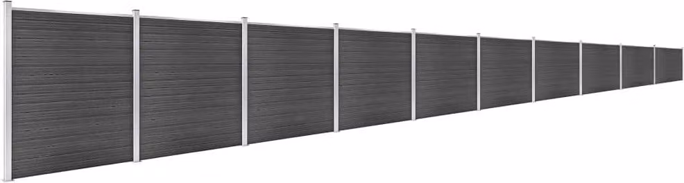 Set Pannelli di Recinzione in WPC 1737x186 cm Nero