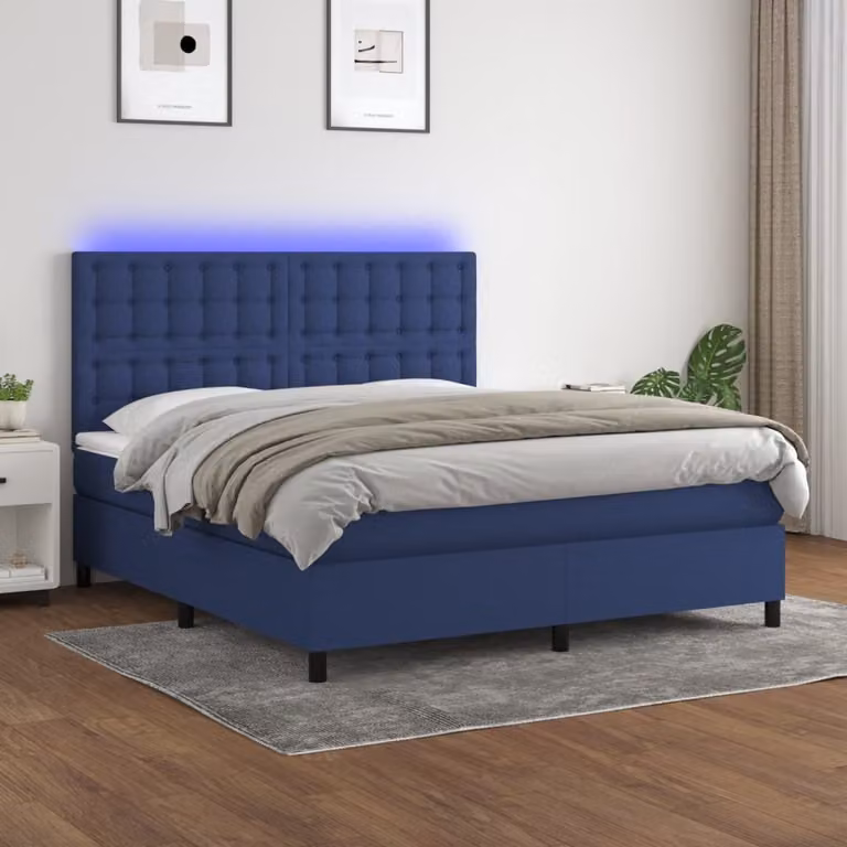 Maison Exclusive - Letto a Molle con Materasso e LED Blu 160x200 cm in Tessuto