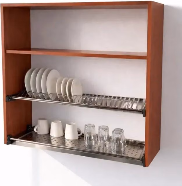 Pensile Scolapiatti Calandrelli in Legno Ciliegio, H 90 x L 90 x P 33 cm