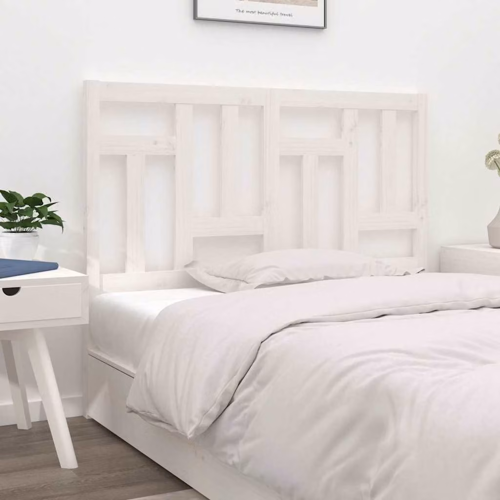 Testiera per letto vidaXL in legno massello di pino bianco, L 145,5 cm x P 4 cm x H 100 cm