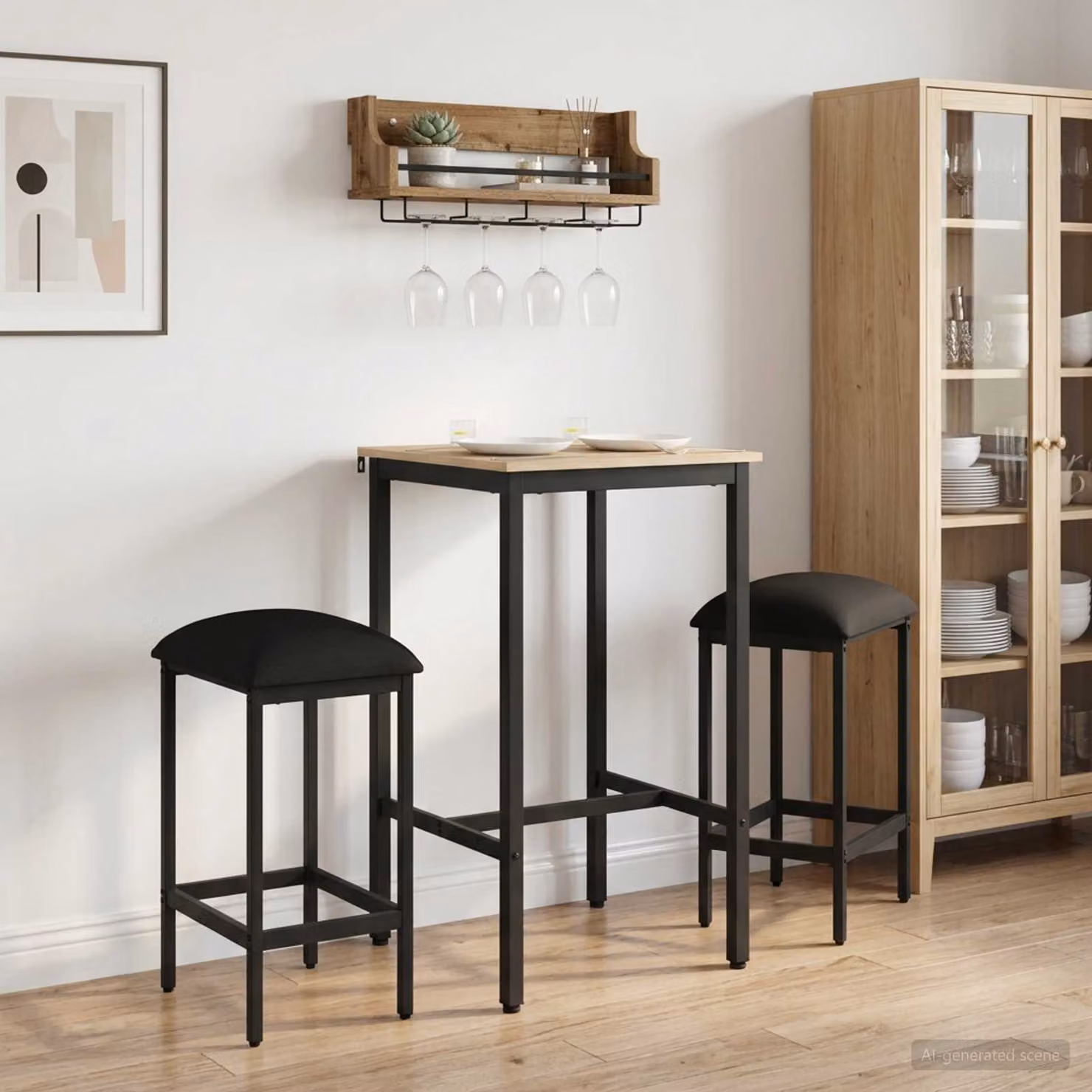 Set di 2 sgabelli da bar vidaXL neri in ecopelle e metallo L/P/H: 40 x 32 x 74 cm