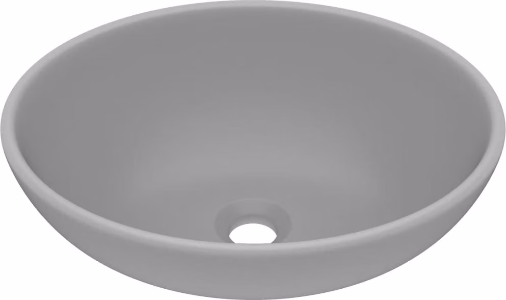 Lavandino Lusso Ovale Grigio Chiaro Opaco 40x33 cm in Vetroceramica