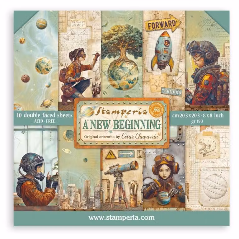 Blocco di carta 20,3x20,3 cm, fronte e retro, privo di acidi, ideale per scrapbooking