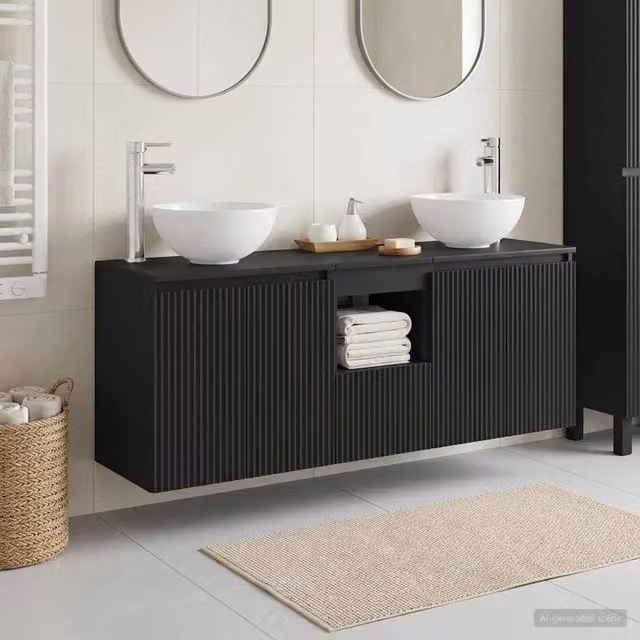 Set di Armadi da Bagno 3 pz Nero 129 x 41 x 80 cm