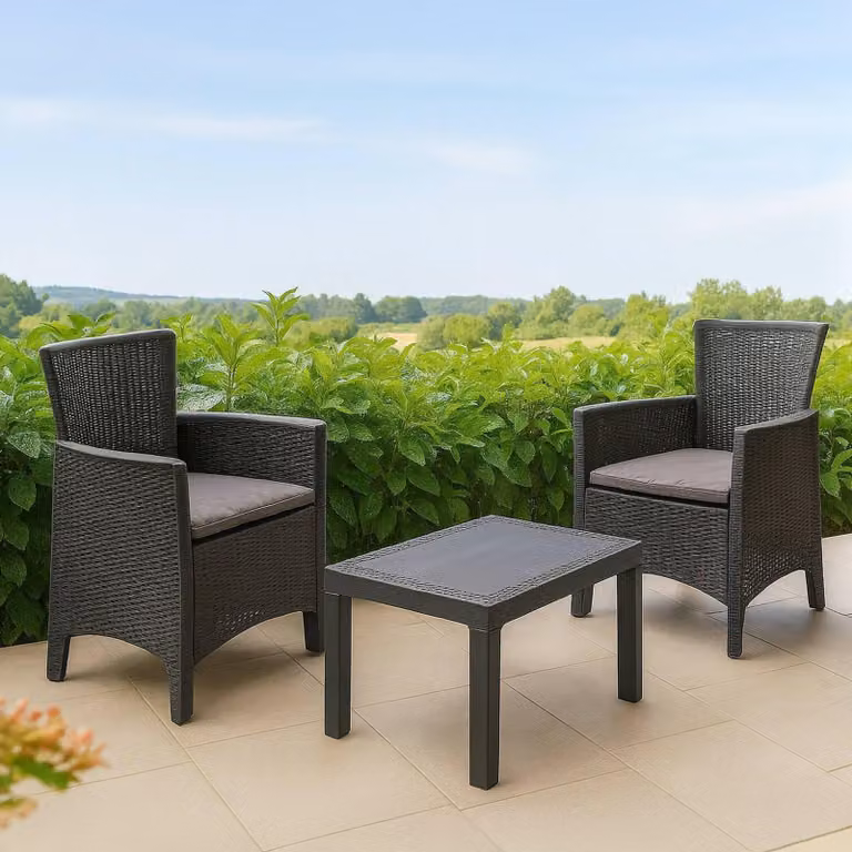 Dmora set Salotto da Esterno Macheri\ Grigio Antracite, 2 Posti un Tavolino  Italy