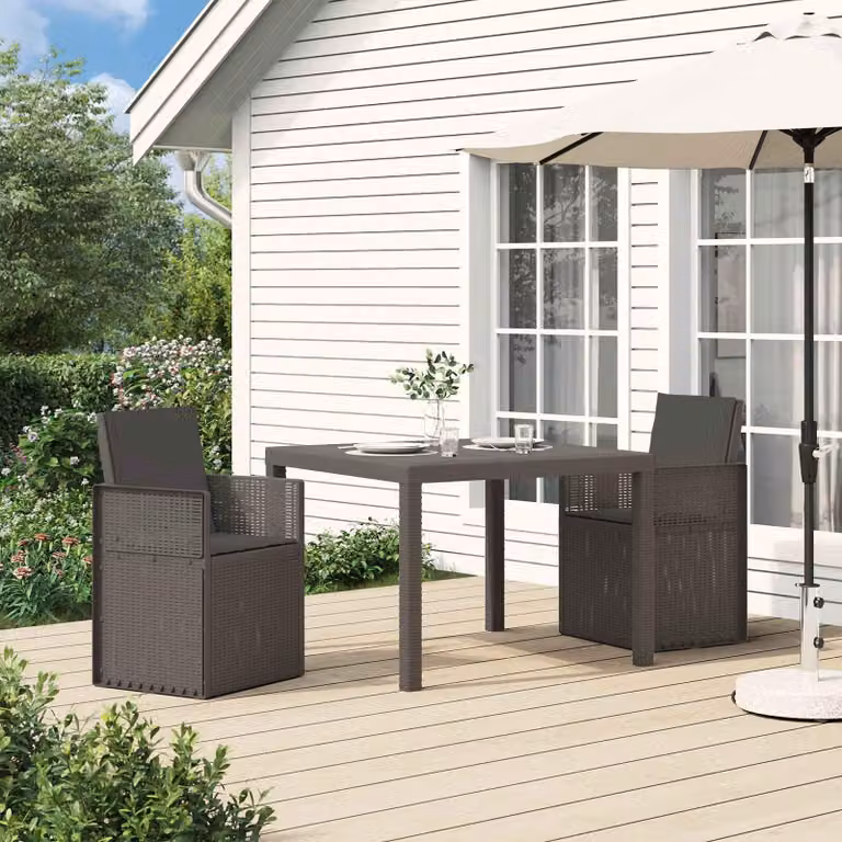 Maison Exclusive - Set da pranzo per esterno, 3 pezzi, color grigio chiaro e antracite, in polipropilene