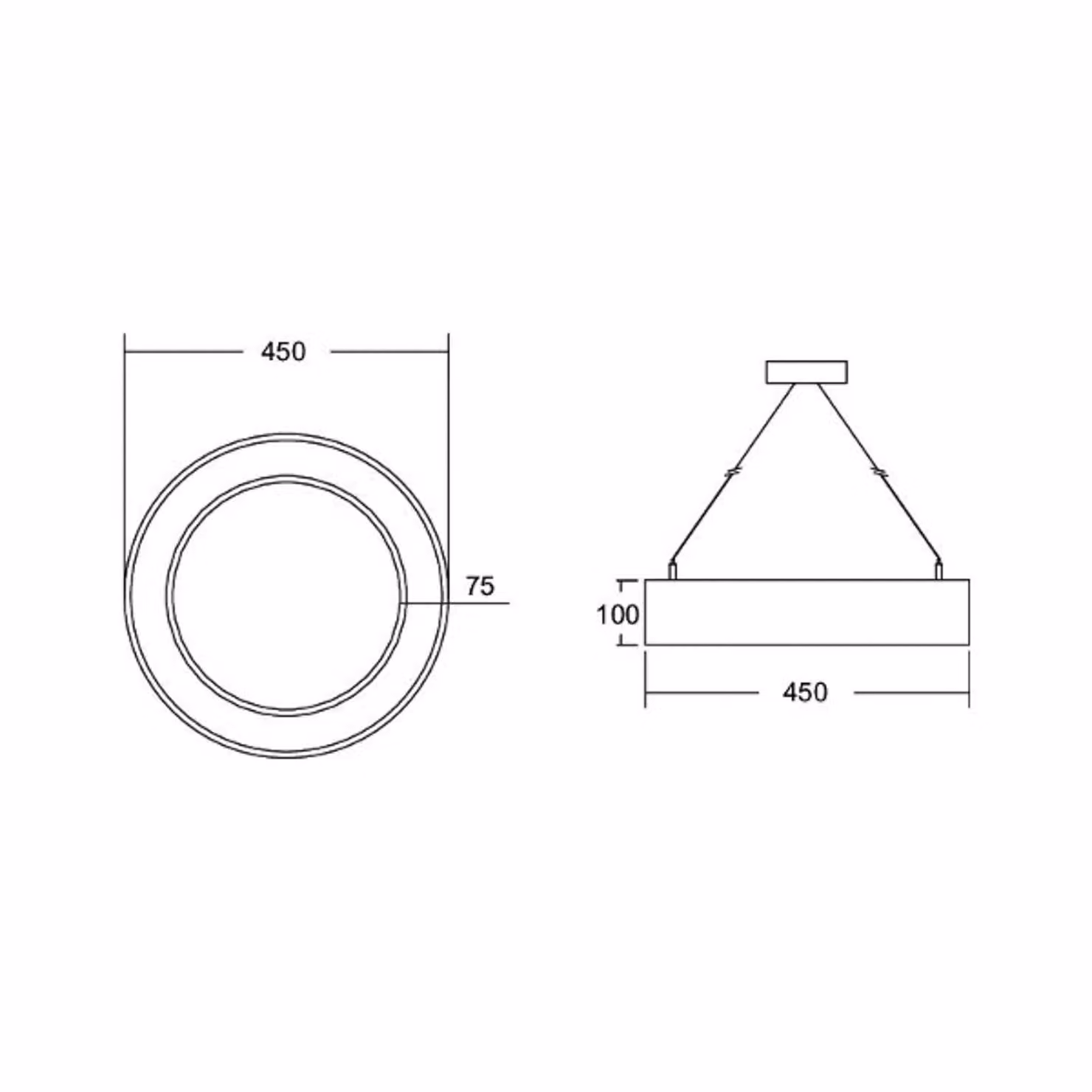 BRUMBERG Anello circolare10 Ø45cm su/giù DALI nero 3000K Biro Circle Ring, dimmerabile, Nero, Studio / Ufficio, Alluminio, Moderno