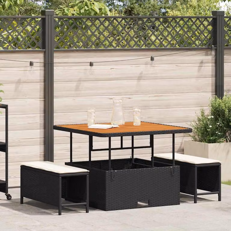 Maison Exclusive - Set da pranzo per esterno, 3 pezzi, in rattan sintetico nero