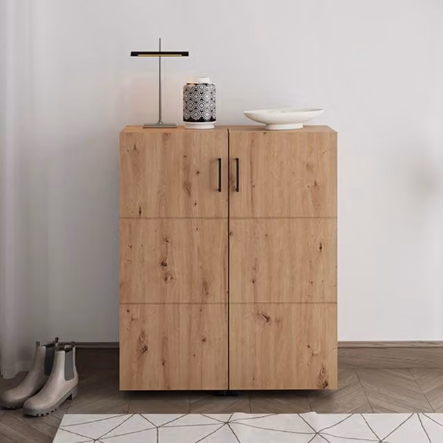 Mobile Portascarpe Ystad, Scarpiera 6 Ripiani, 92x33x113h cm Marrone Rovere Nodi