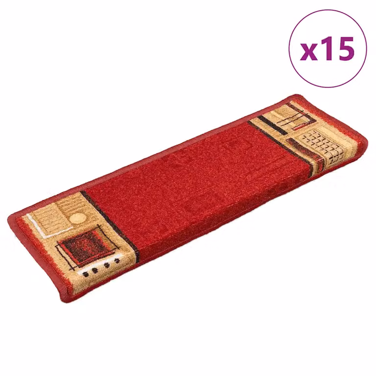 vidaXL Tappetini Autoadesivi per Scale 15 pz 65x21x4 cm Rossi
