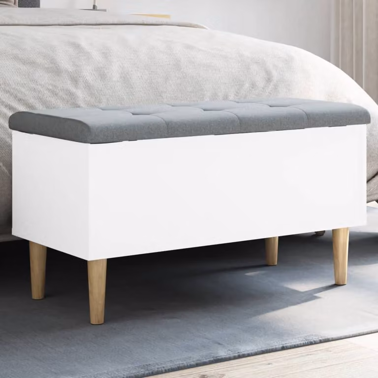 vidaXL Panca Porta Scarpe Moderna in Legno e MDF Grigia e Bianca L: 82 cm, P: 42 cm, H: 46 cm