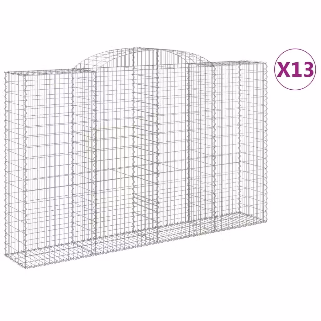 Set di 13 Cesti Gabbioni ad Arco vidaXL in Acciaio Zincato Argento L: 300 cm, P: 50 cm, H: 180/200 cm – 2
