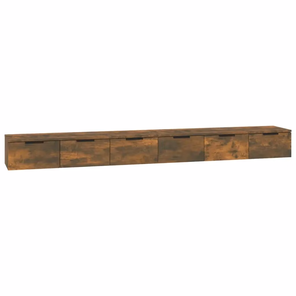 Set di 2 Mobili a Muro vidaXL in Legno Multistrato, Colore Rovere Fumo, L 102 cm x P 30 cm x H 20 cm – 2