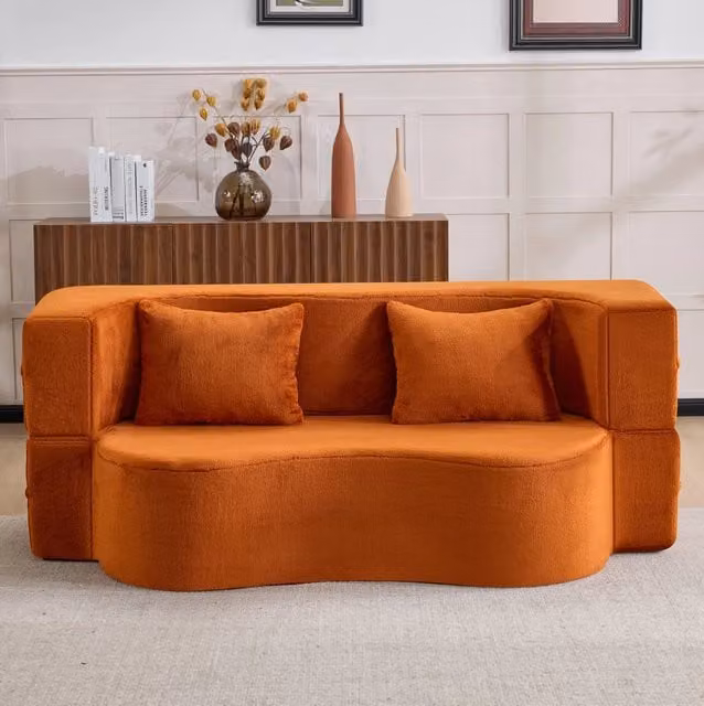 Divano letto pieghevole 2 in 1 in schiuma ad alta densità; arancione