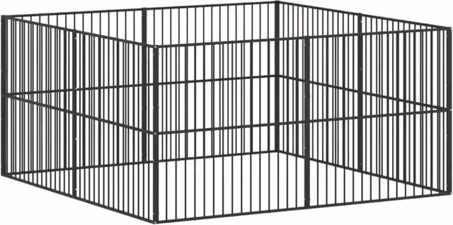 Box per cani in acciaio zincato nero con 8 pannelli CFW7265685