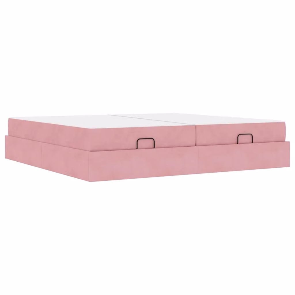 vidaXL Letto con Materasso in Velluto Rosa con Cassetti L/P/H: 200 x 200 x 43,5 cm – 2