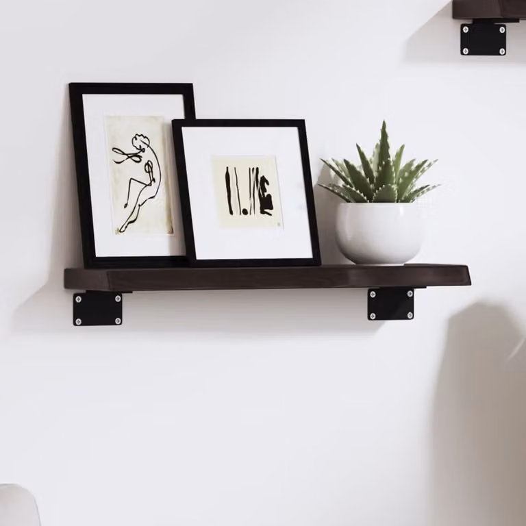 Ripiano da muro vidaXL in rovere massello marrone scuro L 40 cm x P 10 cm x H 2 cm