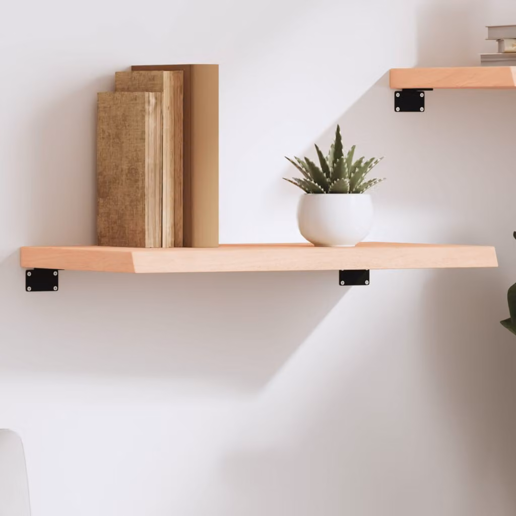 vidaXL Ripiano a Parete in Rovere Massello Non Trattato, Colore Marrone, L: 60 cm, P: 30 cm, H: 2-4 cm
