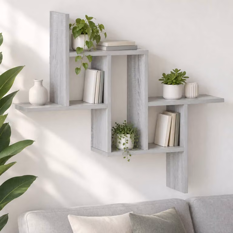 Scaffale da parete vidaXL moderno in legno e MDF grigio L: 87 cm, P: 17 cm, H: 75 cm