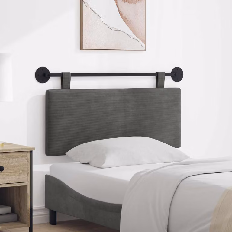 Testiera sospesa moderna vidaXL in tessuto cord in grigio con pannello imbottito