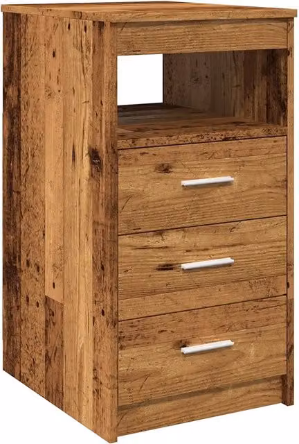 Mobile contenitore moderno con cassetti in legno composito effetto legno anticato marrone L: 40 cm, P: 50 cm, H: 76 cm