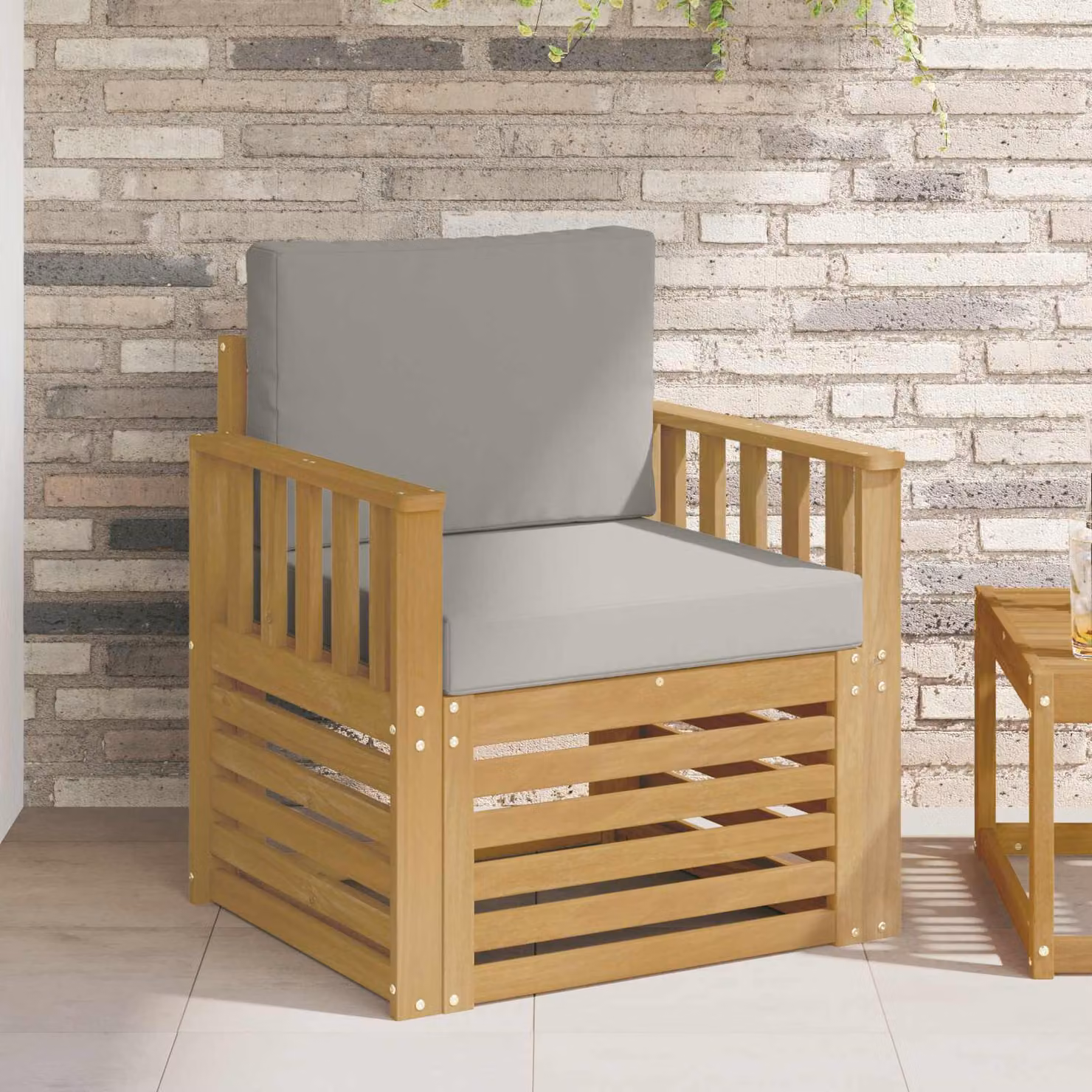 Set di 2 divani da esterno vidaXL in legno di acacia e poliestere con stile moderno per giardino e terrazza