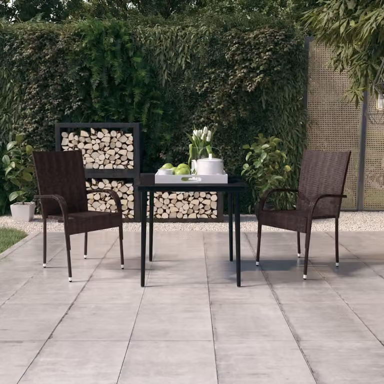 The Living Store Set da pranzo da giardino 3 pezzi marrone e nero